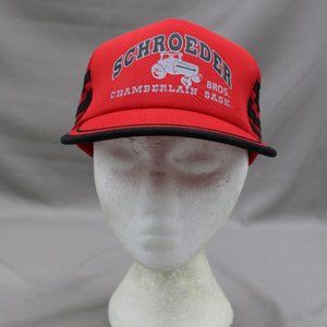 Vintage Trucker Hat - Schroeder Farm Implements 3 Striper - Adult Snapback